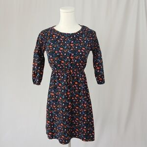 Old Navy Smocked Black Floral 3/4 Sleeve Fit and Flare Mini Dress XS/Girls XL/14